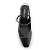 Scarpin Preto Salto Bloco Médio Couro Pesponto Slingback - imagem 5