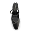 Scarpin Preto Salto Bloco Médio Couro Pesponto Slingback - imagem 5