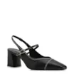 Scarpin Preto Salto Bloco Médio Couro Pesponto Slingback - imagem 1