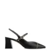 Scarpin Preto Salto Bloco Médio Couro Pesponto Slingback - imagem 2