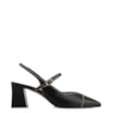 Scarpin Preto Salto Bloco Médio Couro Pesponto Slingback - imagem 2