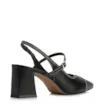 Scarpin Preto Salto Bloco Médio Couro Pesponto Slingback - imagem 3