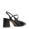 Scarpin Preto Salto Bloco Médio Couro Pesponto Slingback - imagem 3