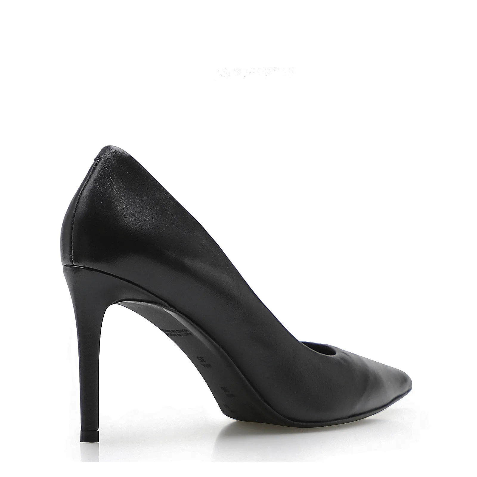 Scarpin Preto Salto Fino Alto Couro Classic