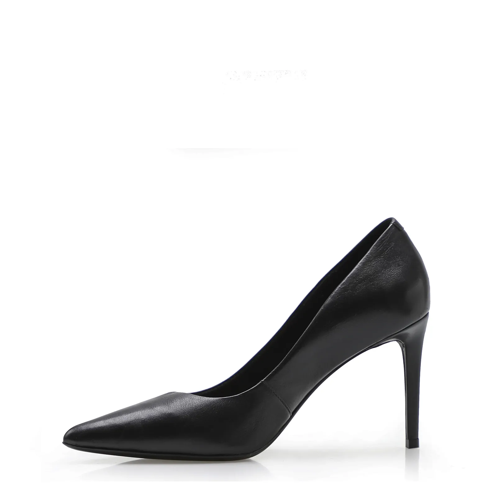 Scarpin Preto Salto Fino Alto Couro Classic
