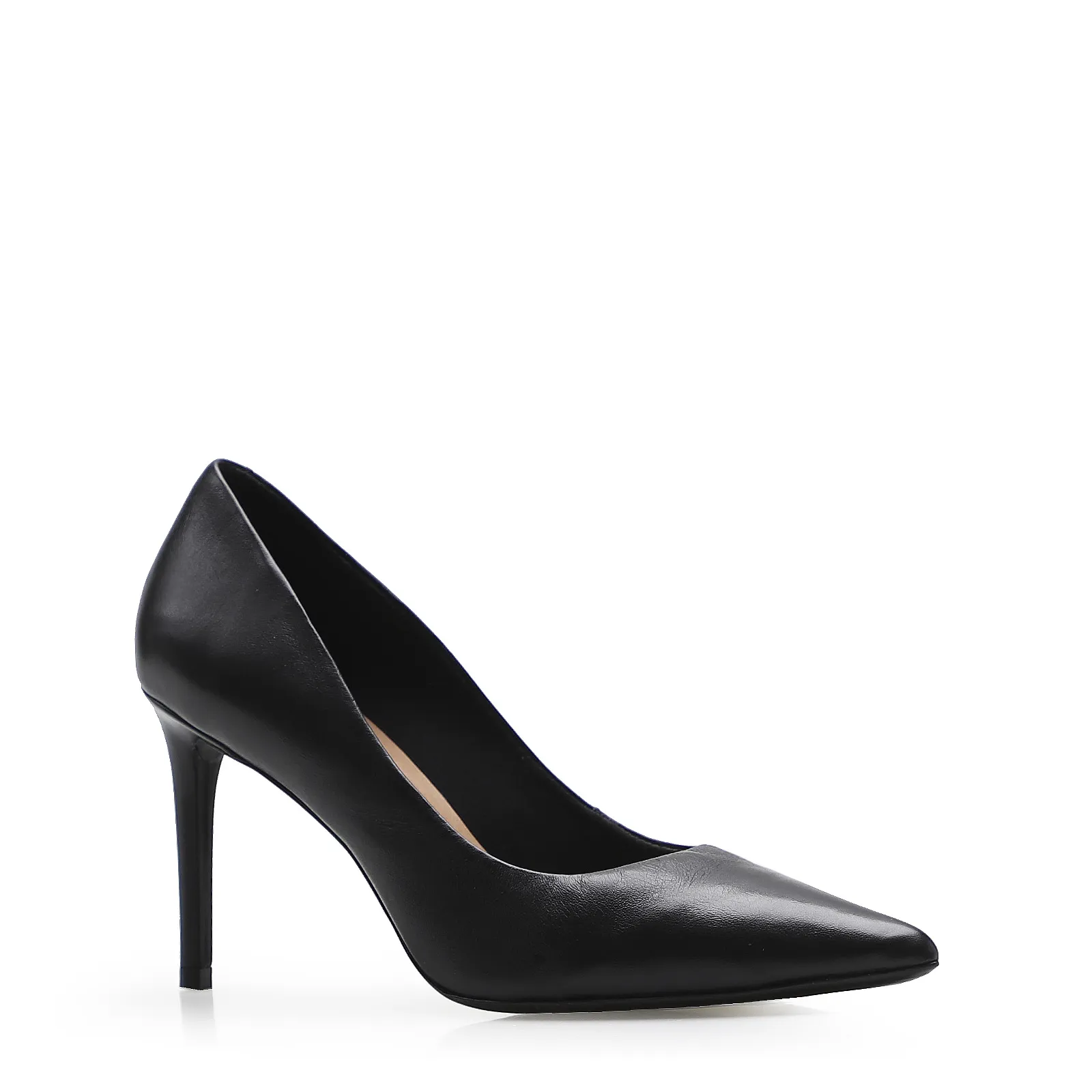 Scarpin Preto Salto Fino Alto Couro Classic