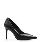 Scarpin Preto Salto Fino Alto Couro Classic