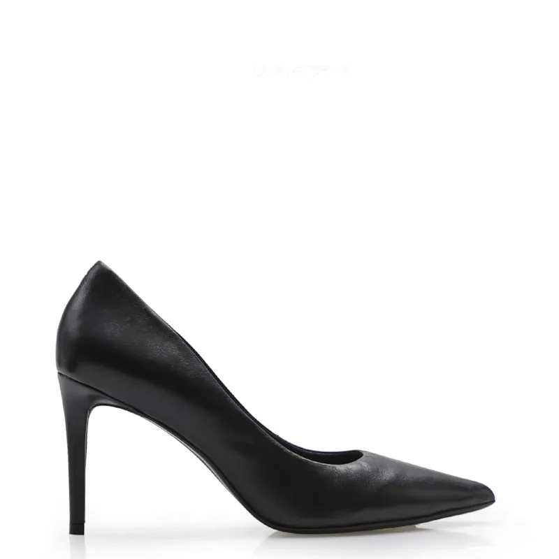 Scarpin Preto Salto Fino Alto Couro Classic - foto 3