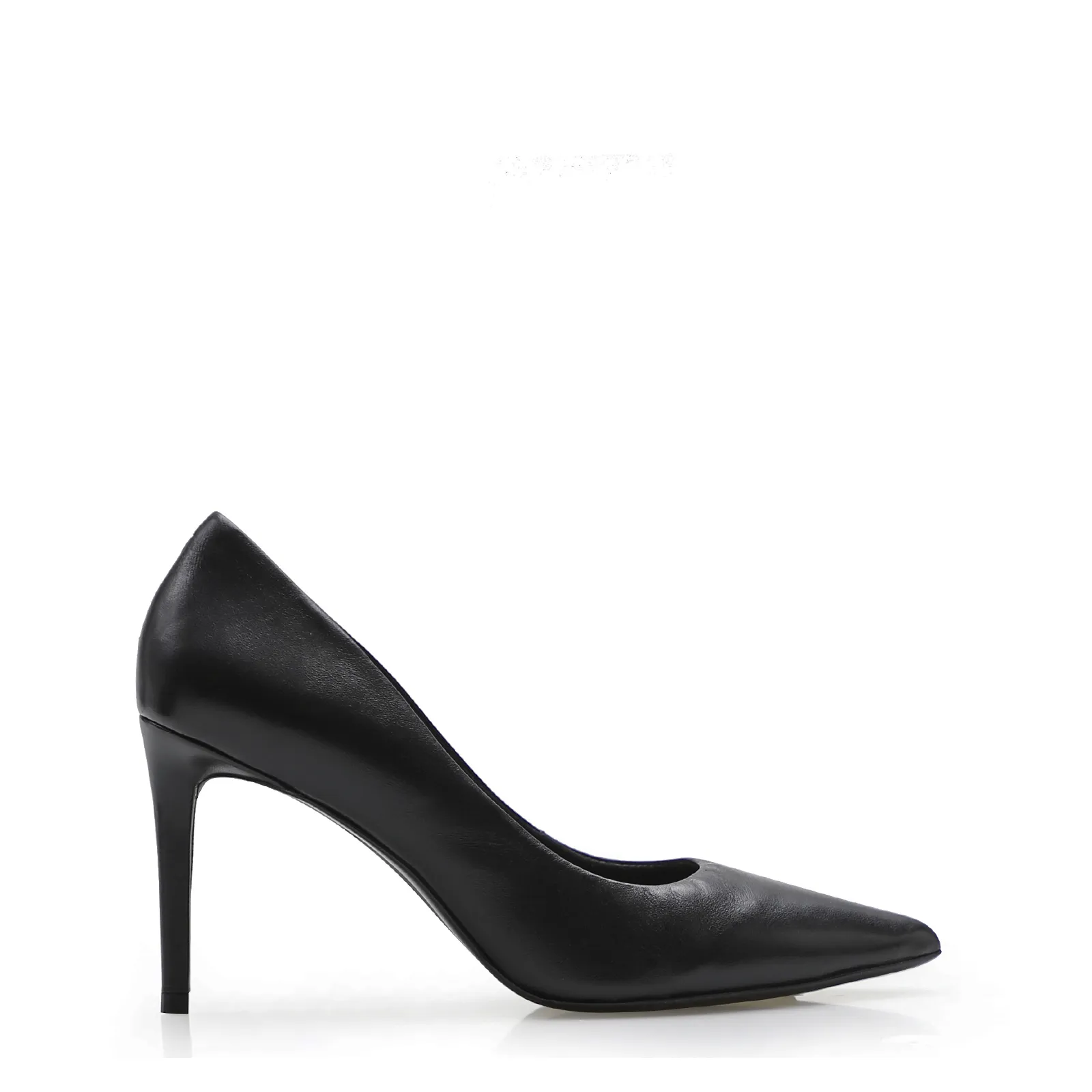 Scarpin Preto Salto Fino Alto Couro Classic