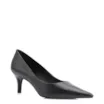 Scarpin Preto Salto Fino Baixo Couro Classic - imagem 4