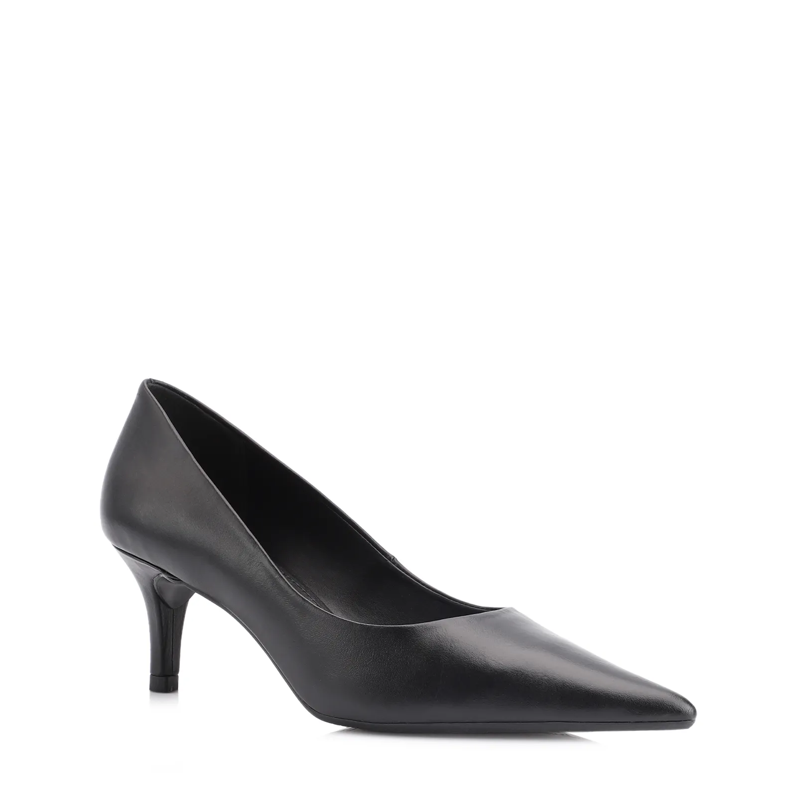 Scarpin Preto Salto Fino Baixo Couro Classic