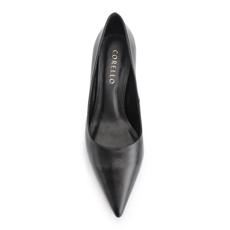 Scarpin Preto Salto Fino Baixo Couro Classic - foto 6