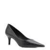 Scarpin Preto Salto Fino Baixo Couro Classic - imagem 1