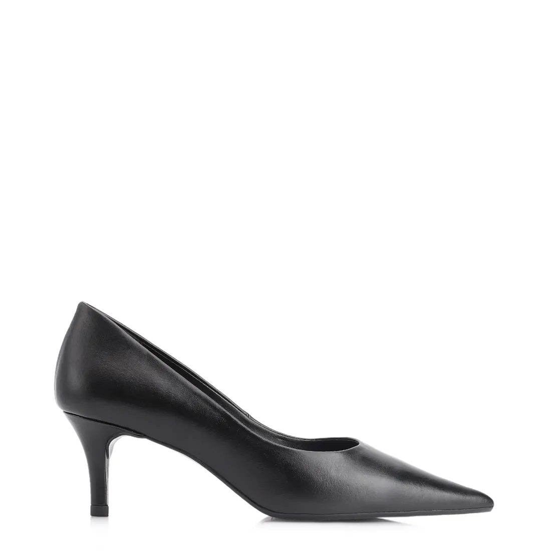 Scarpin Preto Salto Fino Baixo Couro Classic - foto 3