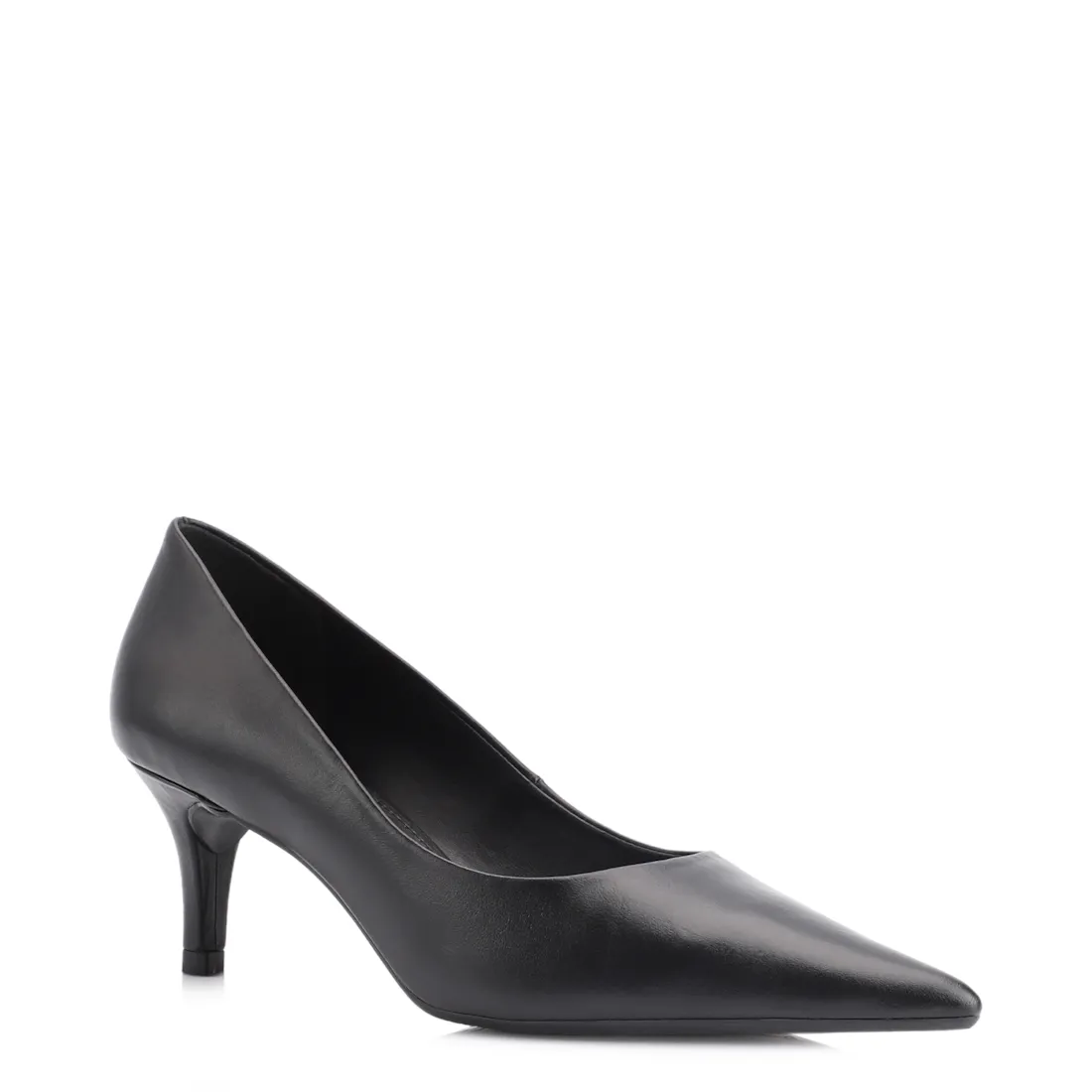Scarpin Preto Salto Fino Baixo Couro Classic - foto 4