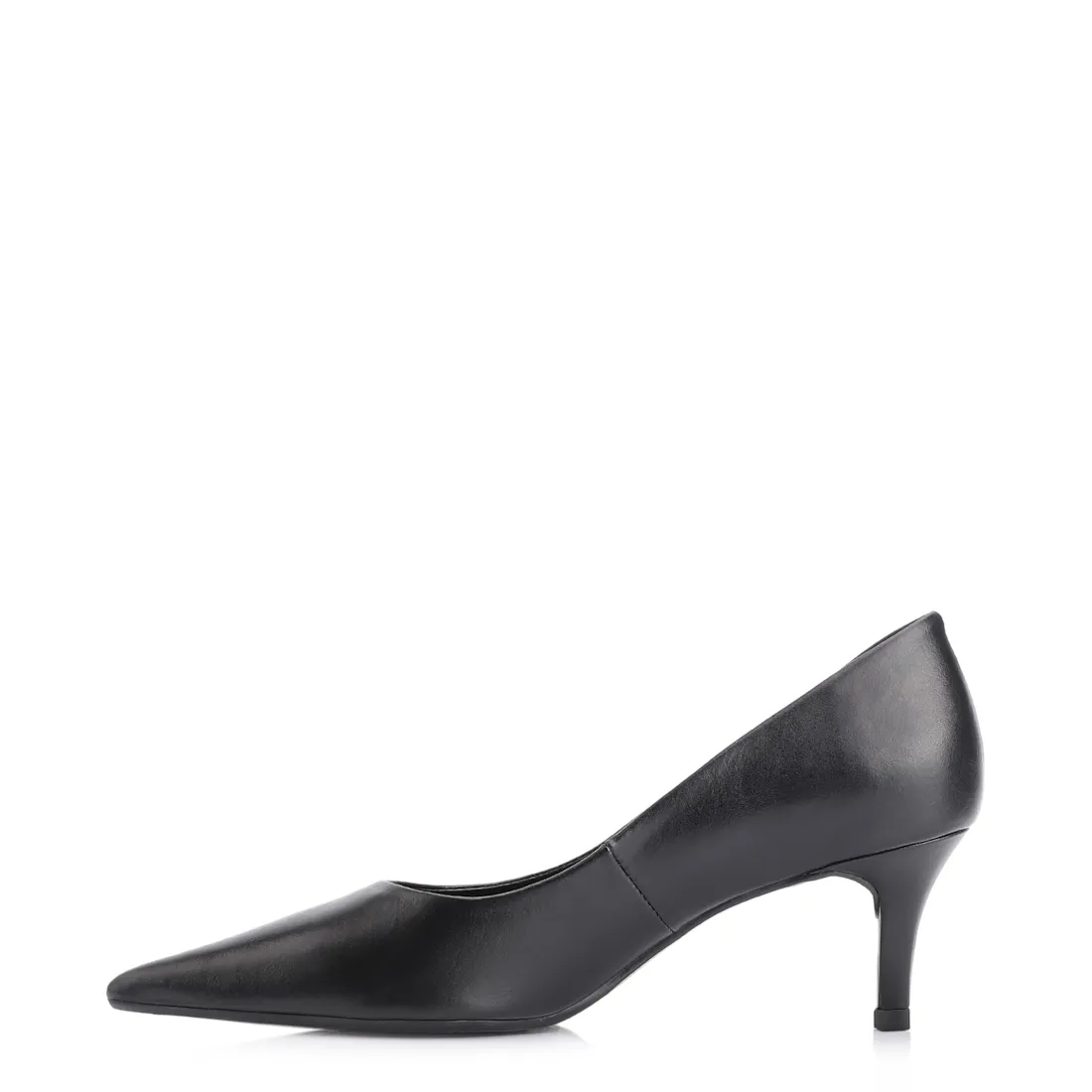 Scarpin Preto Salto Fino Baixo Couro Classic - foto 5