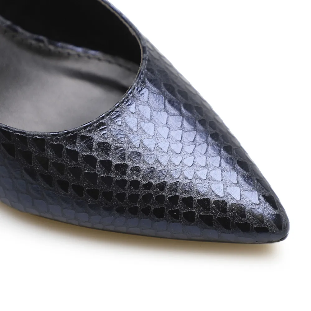 Scarpin Pump Cristal Couro Python Metálico Azul - imagem 5