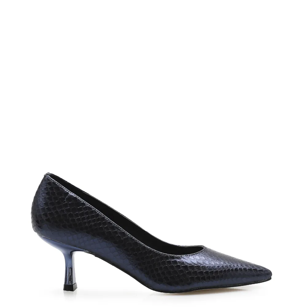 Scarpin Pump Cristal Couro Python Metálico Azul - imagem 2