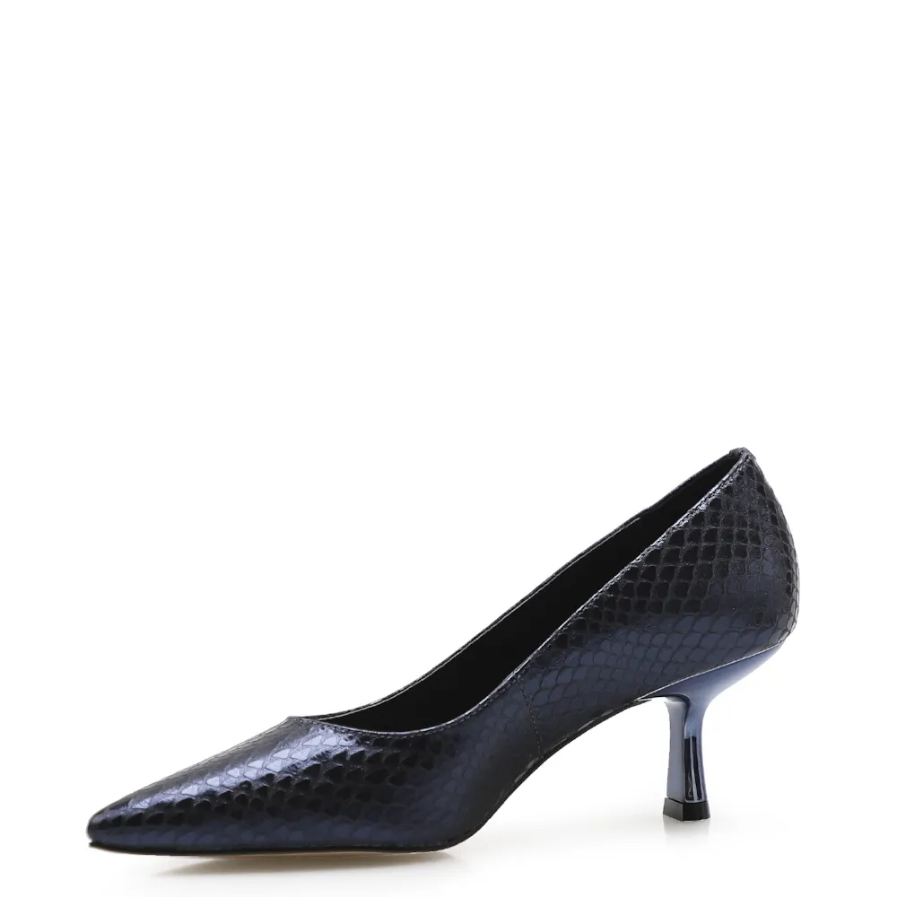 Scarpin Pump Cristal Couro Python Metálico Azul - imagem 3