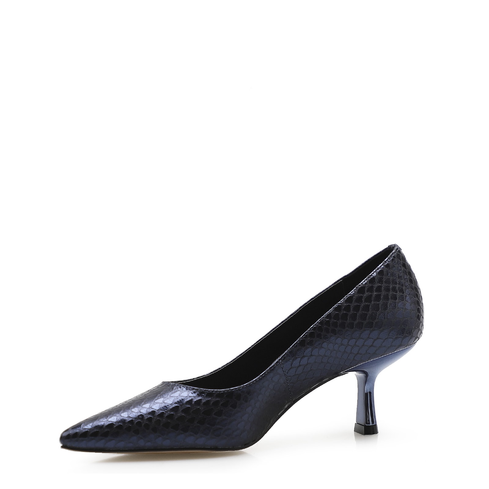 Scarpin Pump Cristal Couro Python Metálico Azul