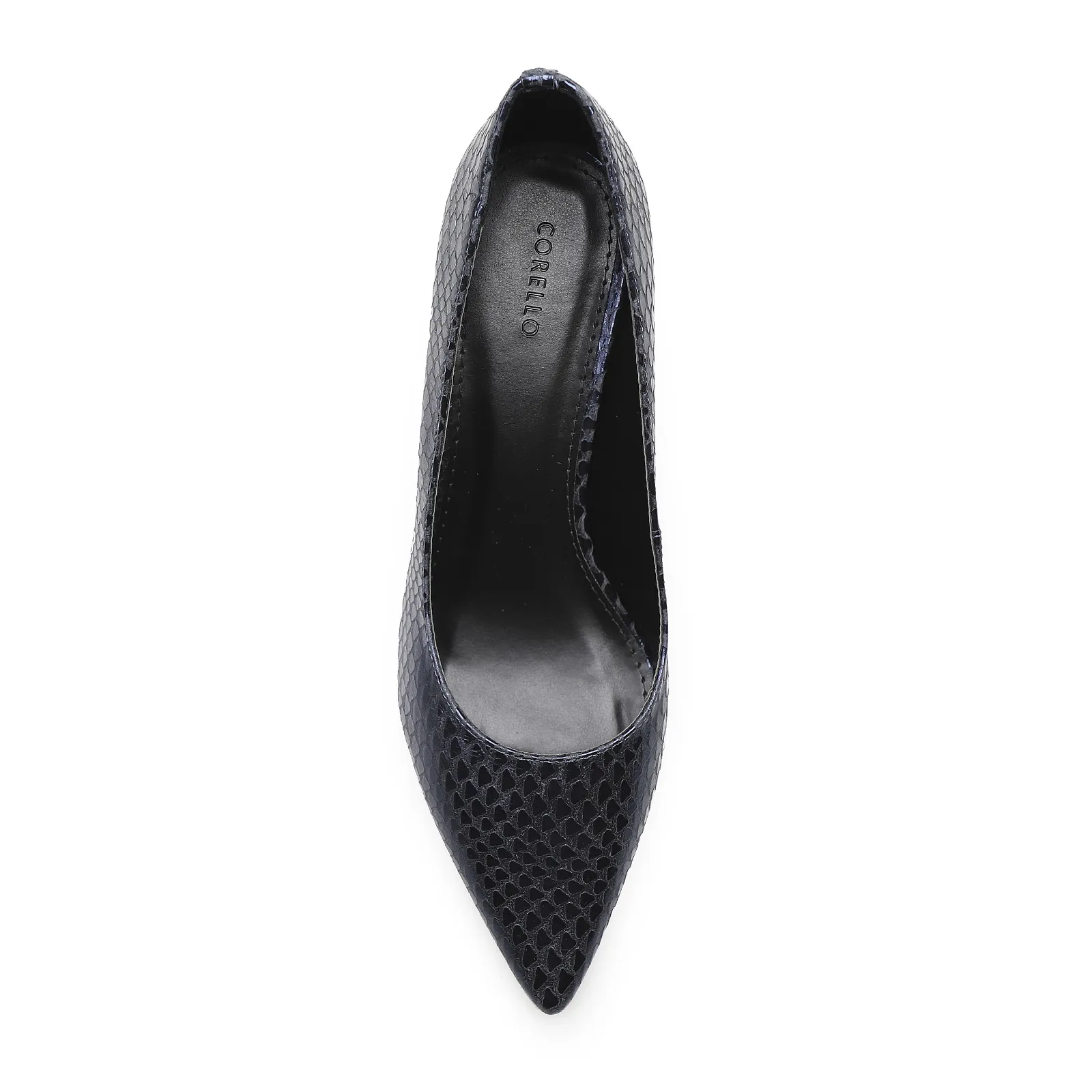 Scarpin Pump Cristal Couro Python Metálico Azul