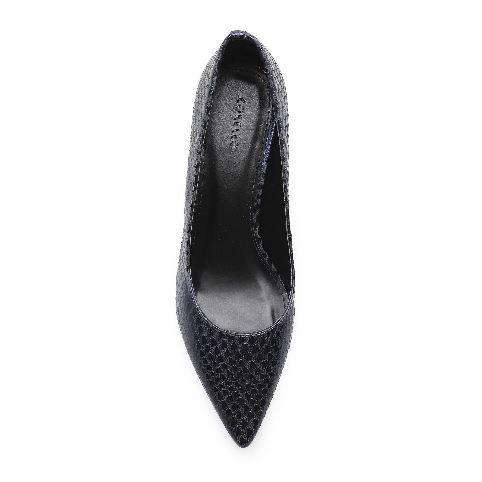 Scarpin Pump Cristal Couro Python Metálico Azul