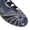 Scarpin Recortes Couro Azul/Off White - imagem 6