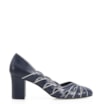 Scarpin Recortes Couro Azul/Off White - imagem 2
