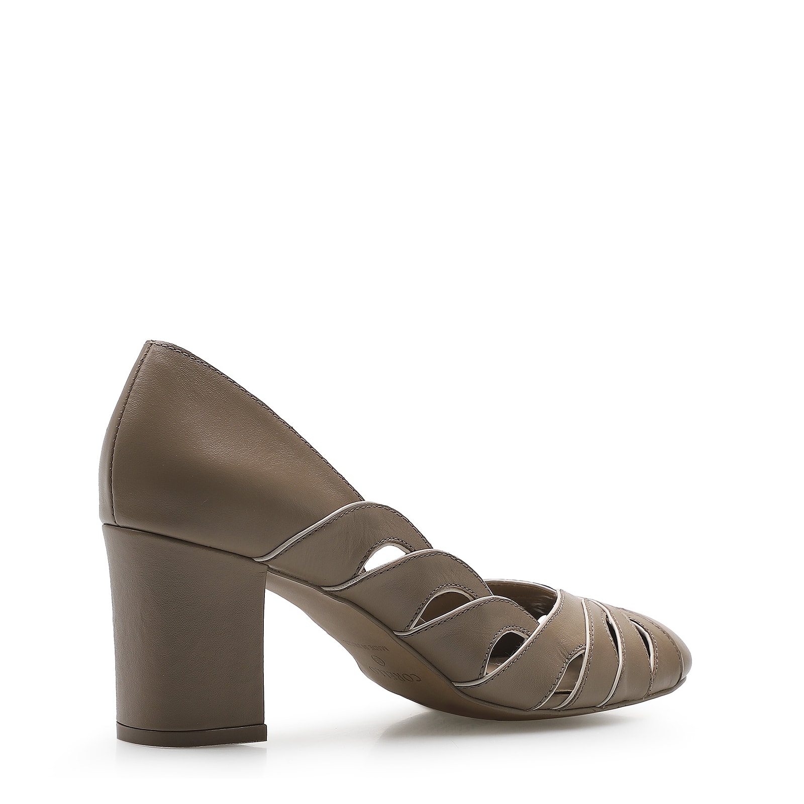 Scarpin Recortes Couro Bege/Off White