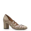 Scarpin Recortes Couro Bege/Preto - imagem 1