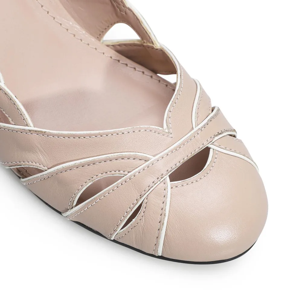 Scarpin Recortes Couro Rosado/Branco - imagem 6