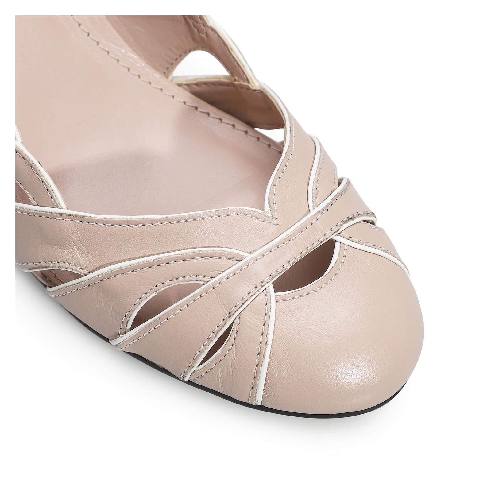 Scarpin Recortes Couro Rosado/Branco