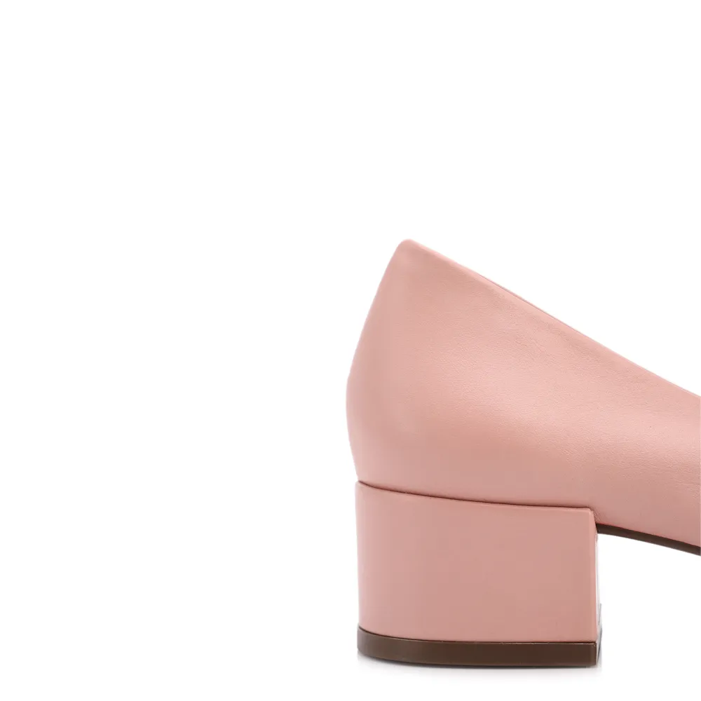 Scarpin Rosa Salto Bloco Baixo Couro Elástico - imagem 7