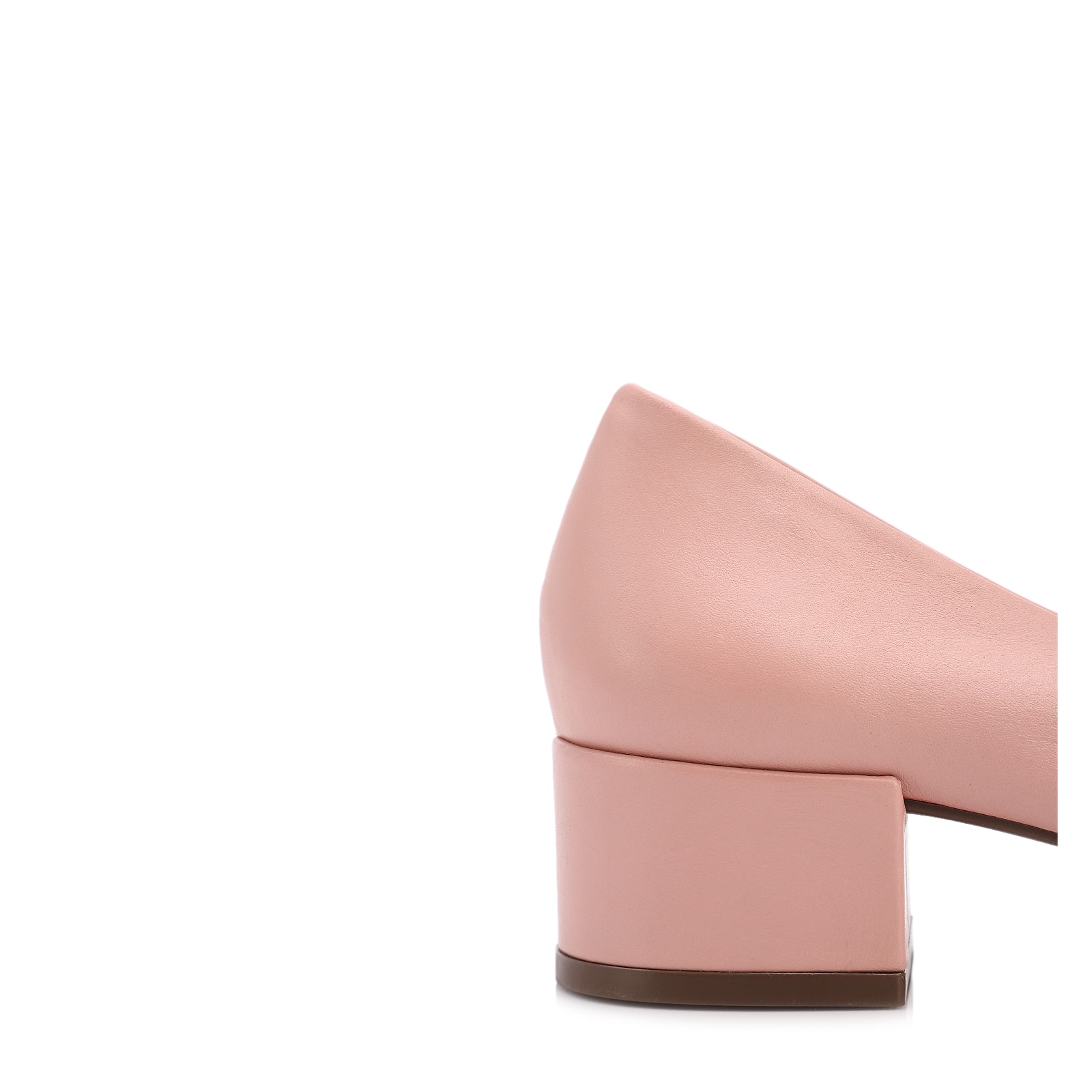 Scarpin Rosa Salto Bloco Baixo Couro Elástico