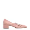Scarpin Rosa Salto Bloco Baixo Couro Elástico - imagem 2