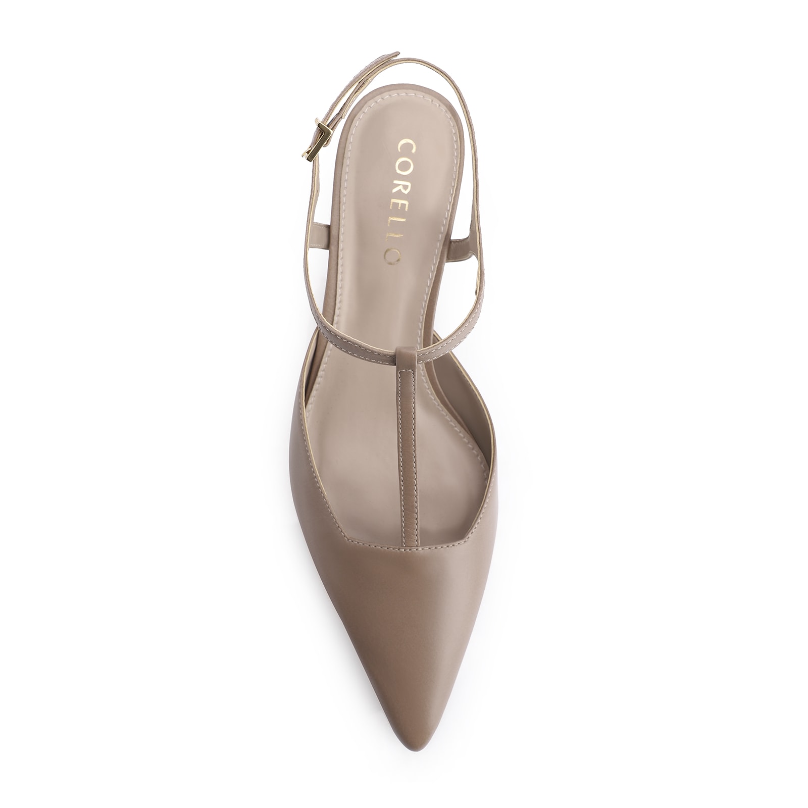 Scarpin Salto Kitten Couro Bege