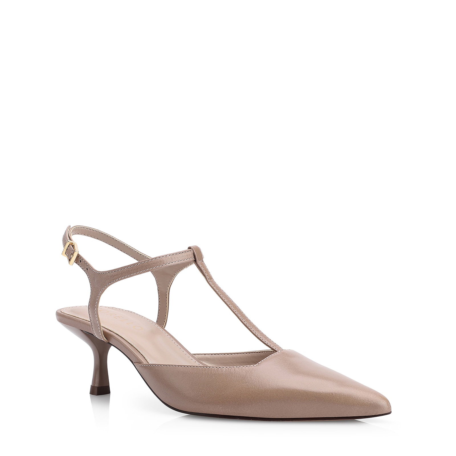 Scarpin Salto Kitten Couro Bege
