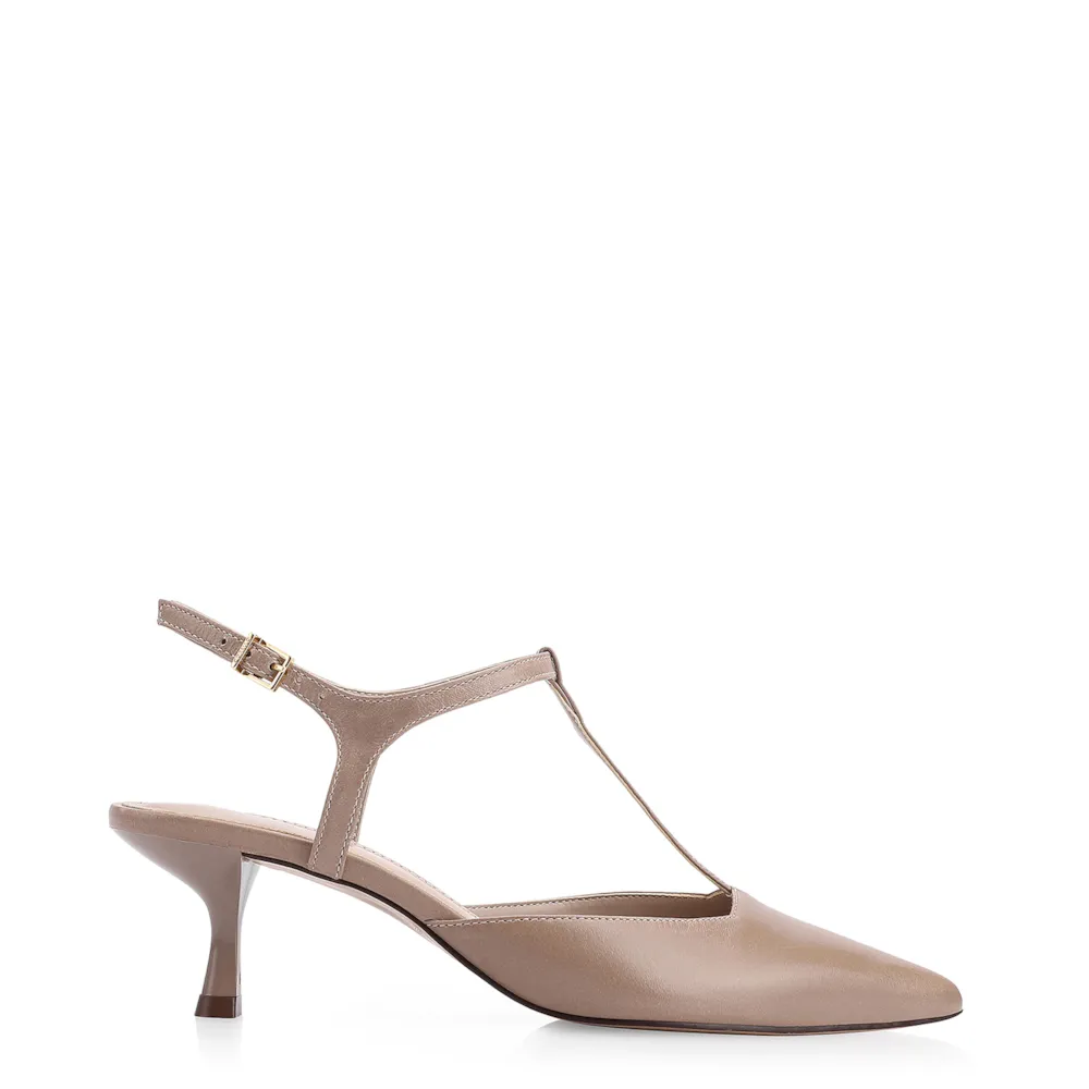 Scarpin Salto Kitten Couro Bege - imagem 2