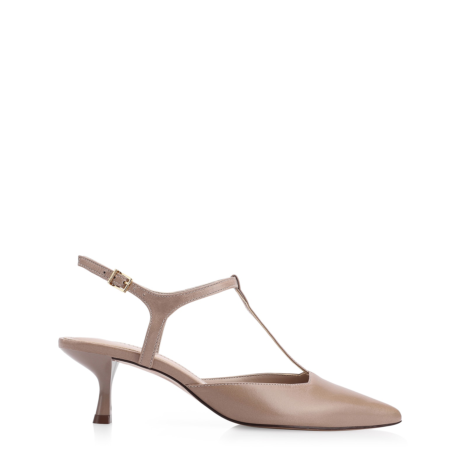Scarpin Salto Kitten Couro Bege
