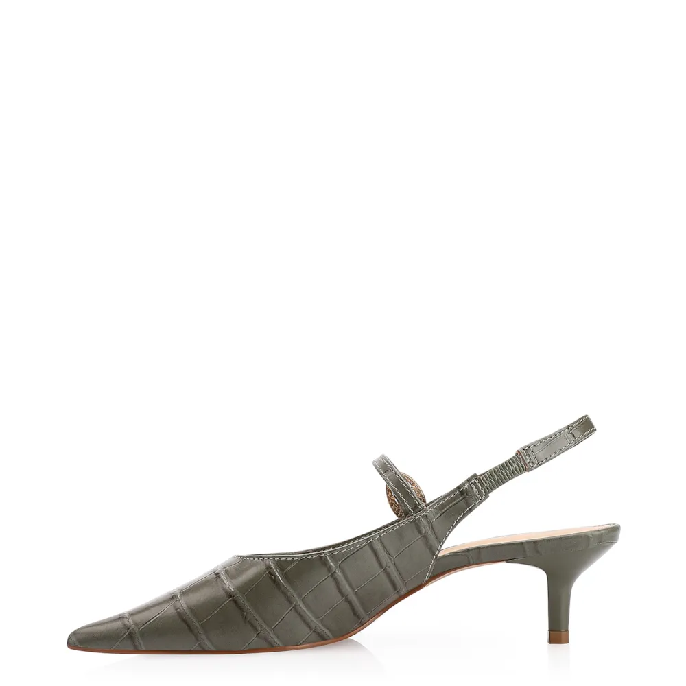 Scarpin Salto Kitten Couro Croco Verde - imagem 4
