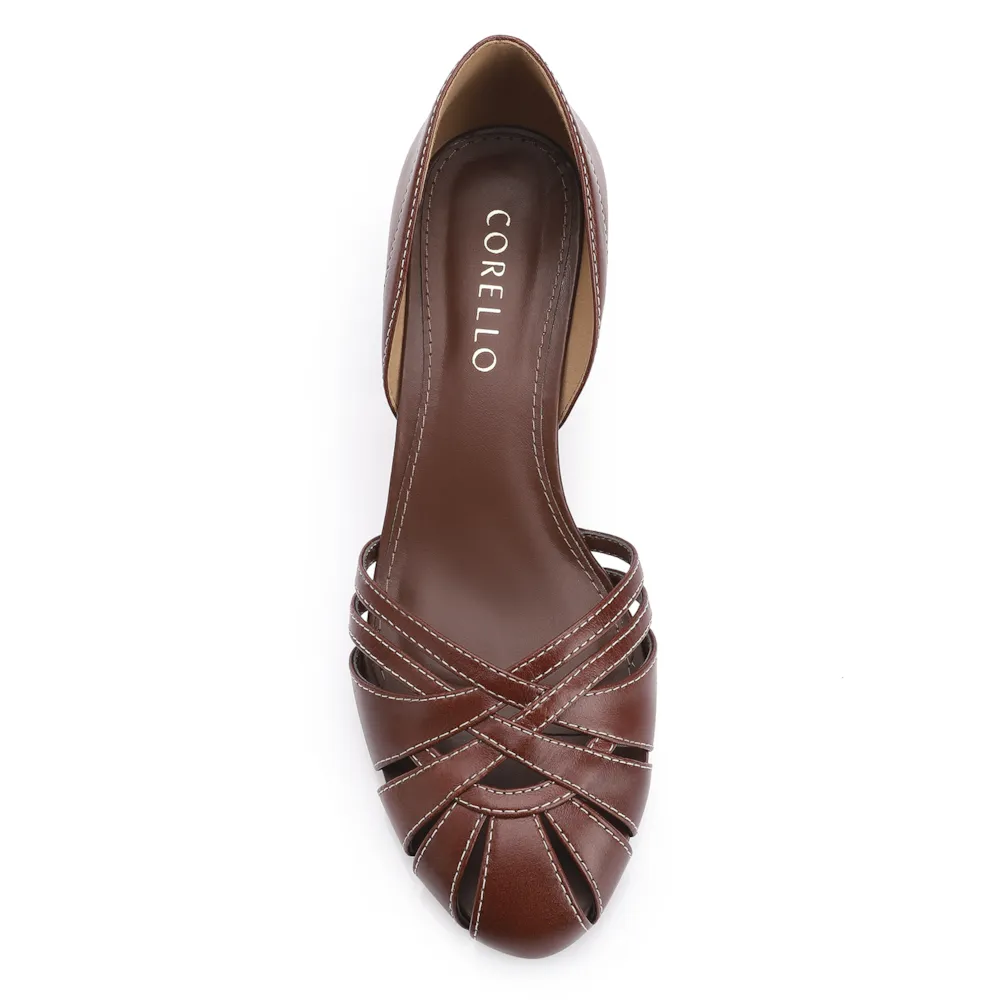 Scarpin Salto Kitten Couro Marrom - imagem 5