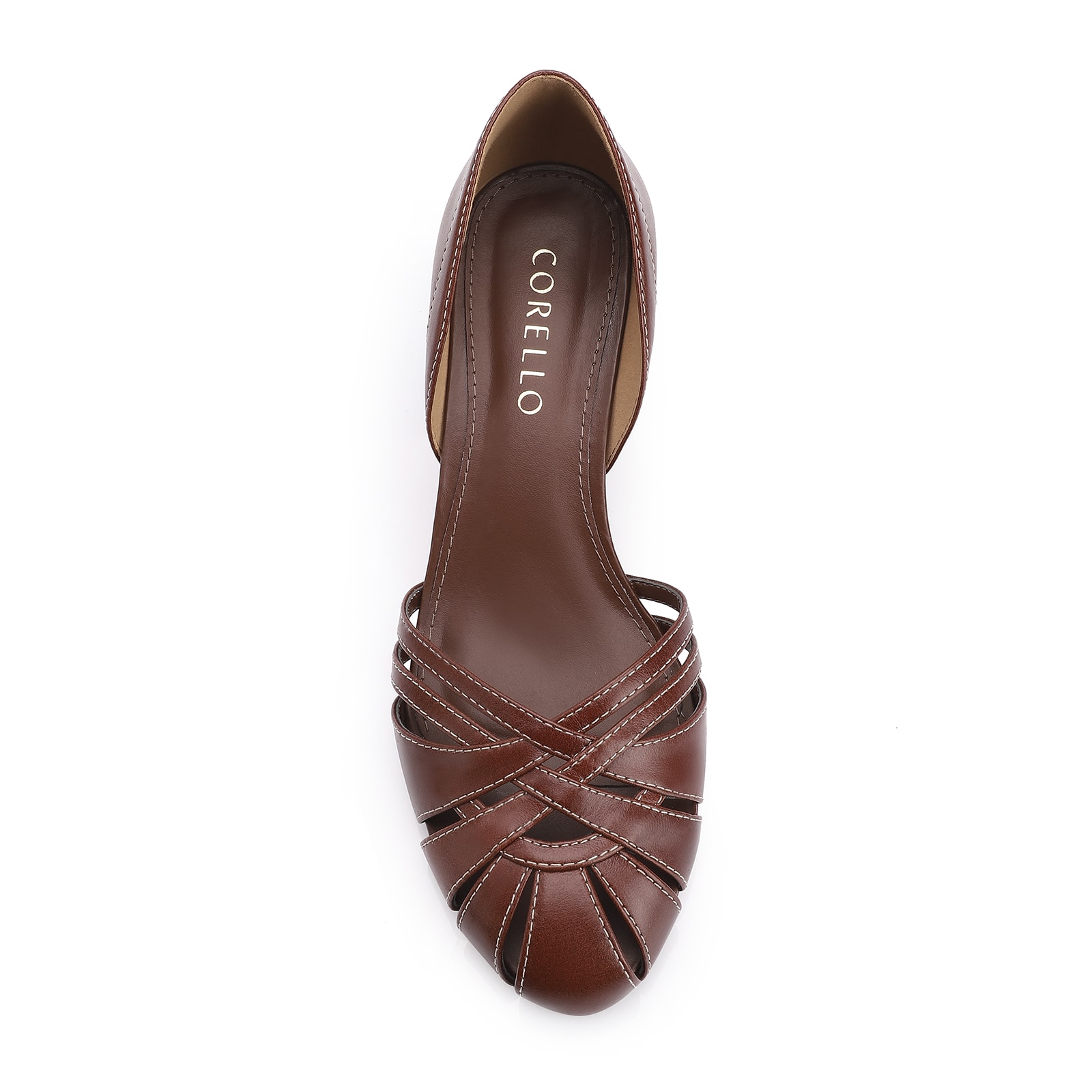Scarpin Salto Kitten Couro Marrom