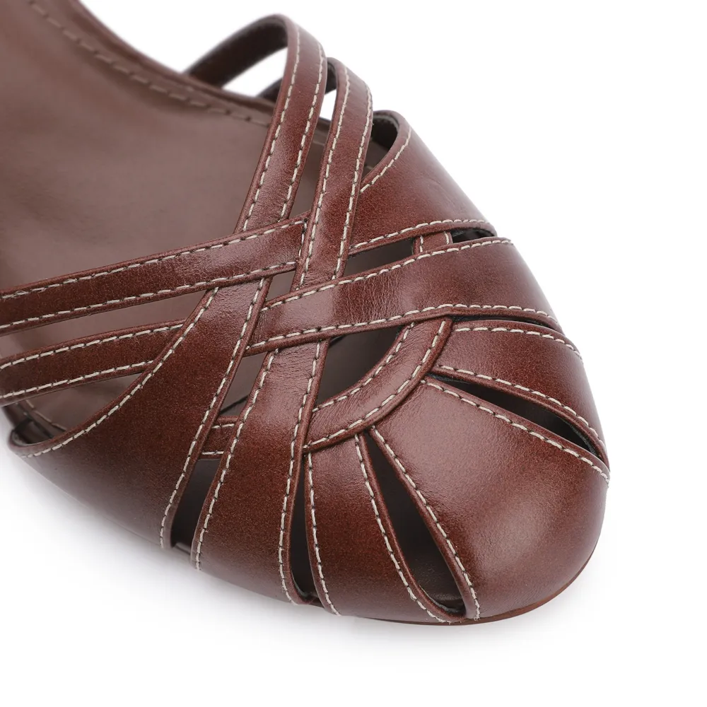 Scarpin Salto Kitten Couro Marrom - imagem 6