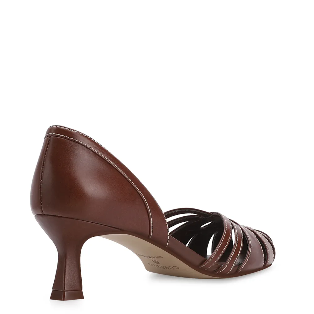 Scarpin Salto Kitten Couro Marrom - imagem 3