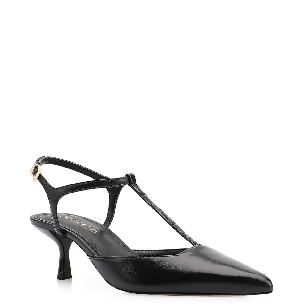 Scarpin Salto Kitten Couro Preto