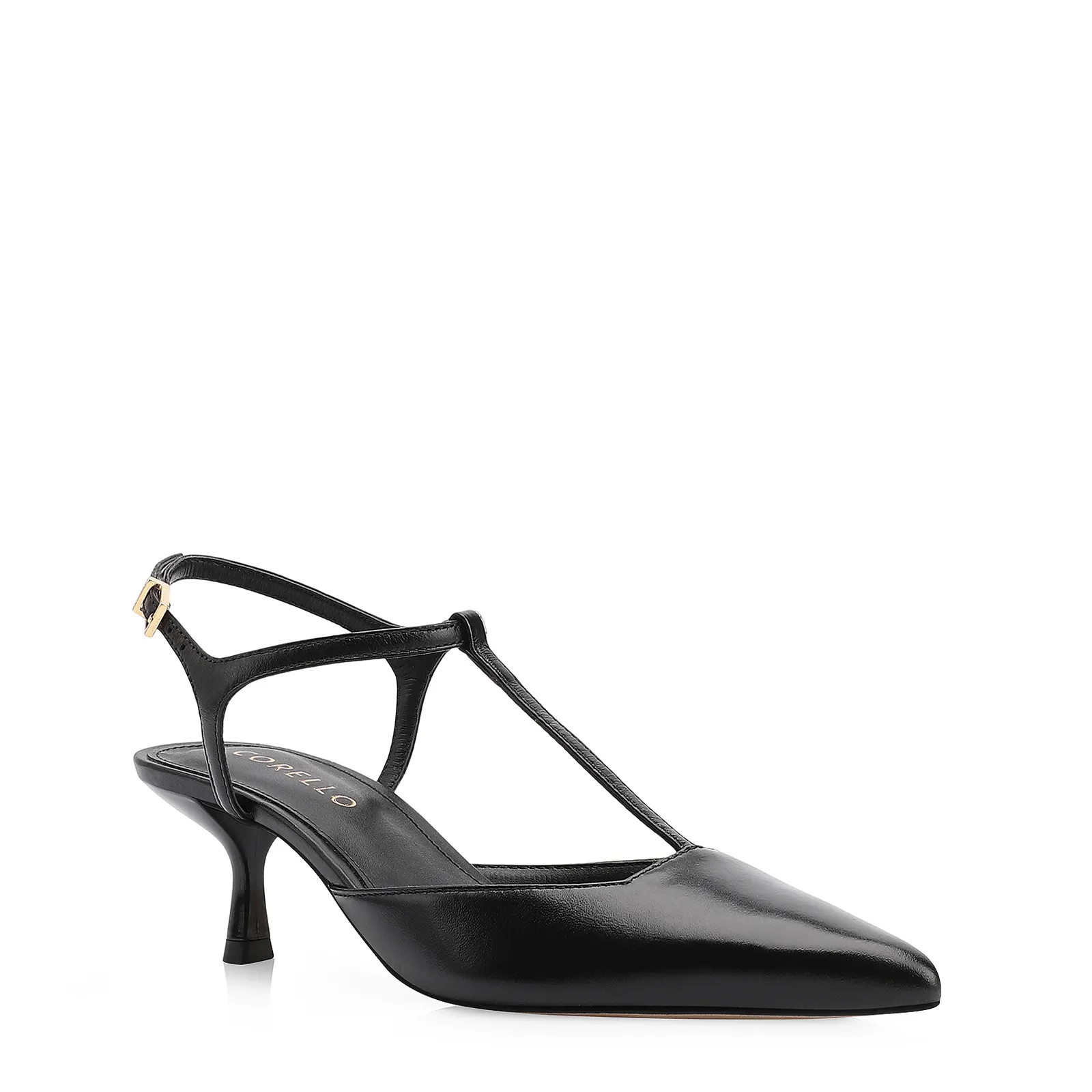 Scarpin Salto Kitten Couro Preto