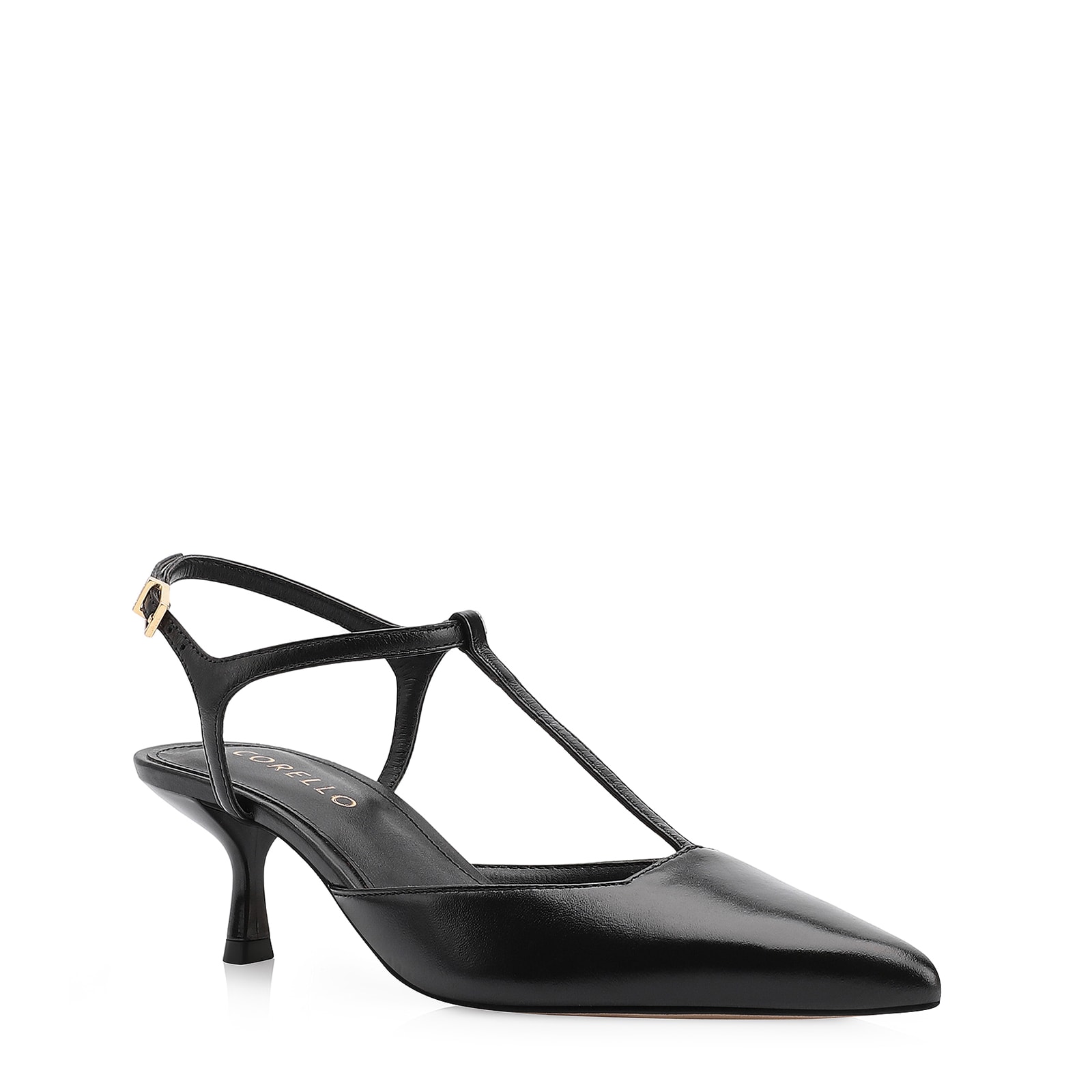 Scarpin Salto Kitten Couro Preto