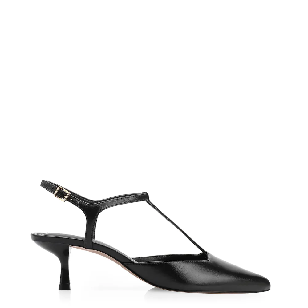 Scarpin Salto Kitten Couro Preto - imagem 2