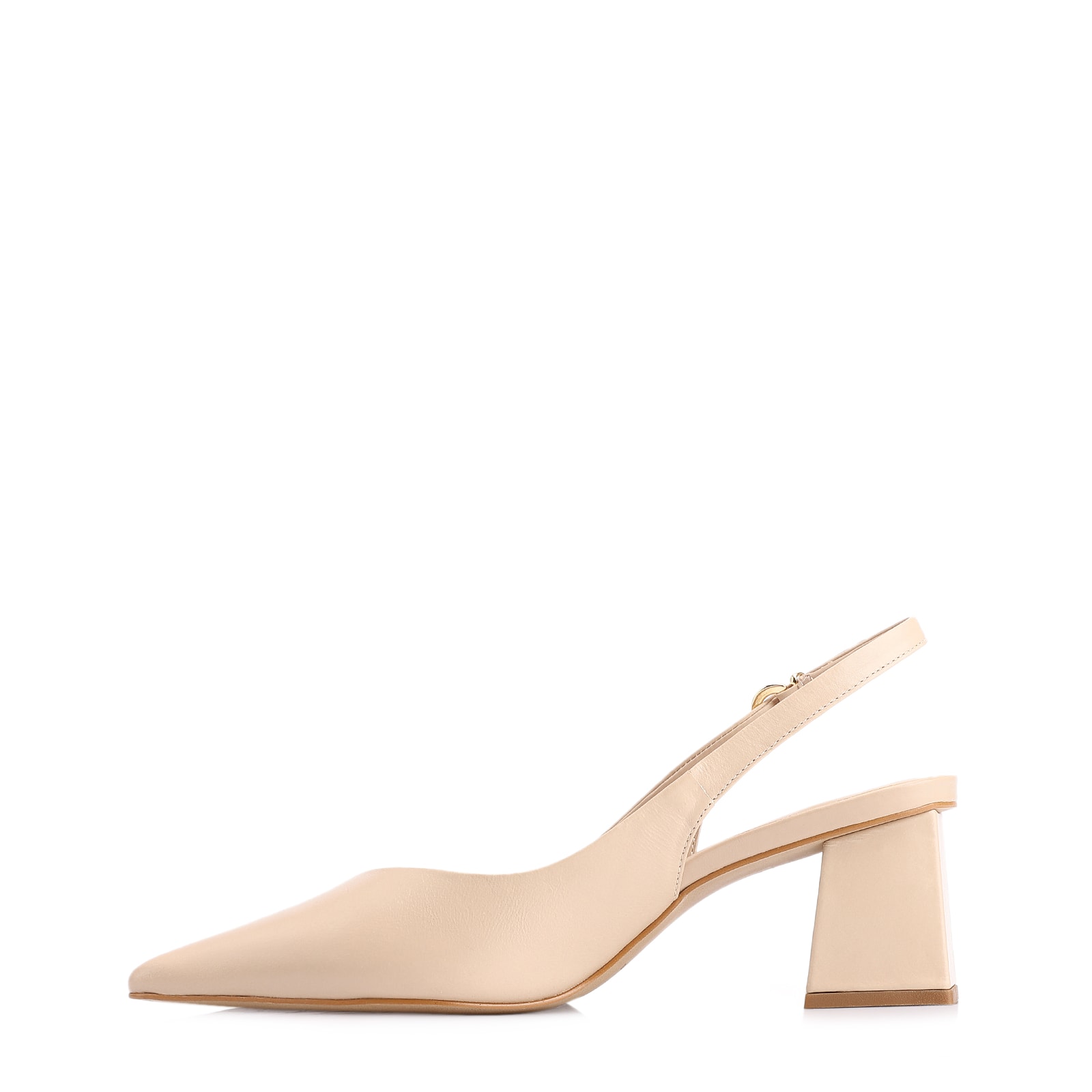 Scarpin Slingback Couro Bege