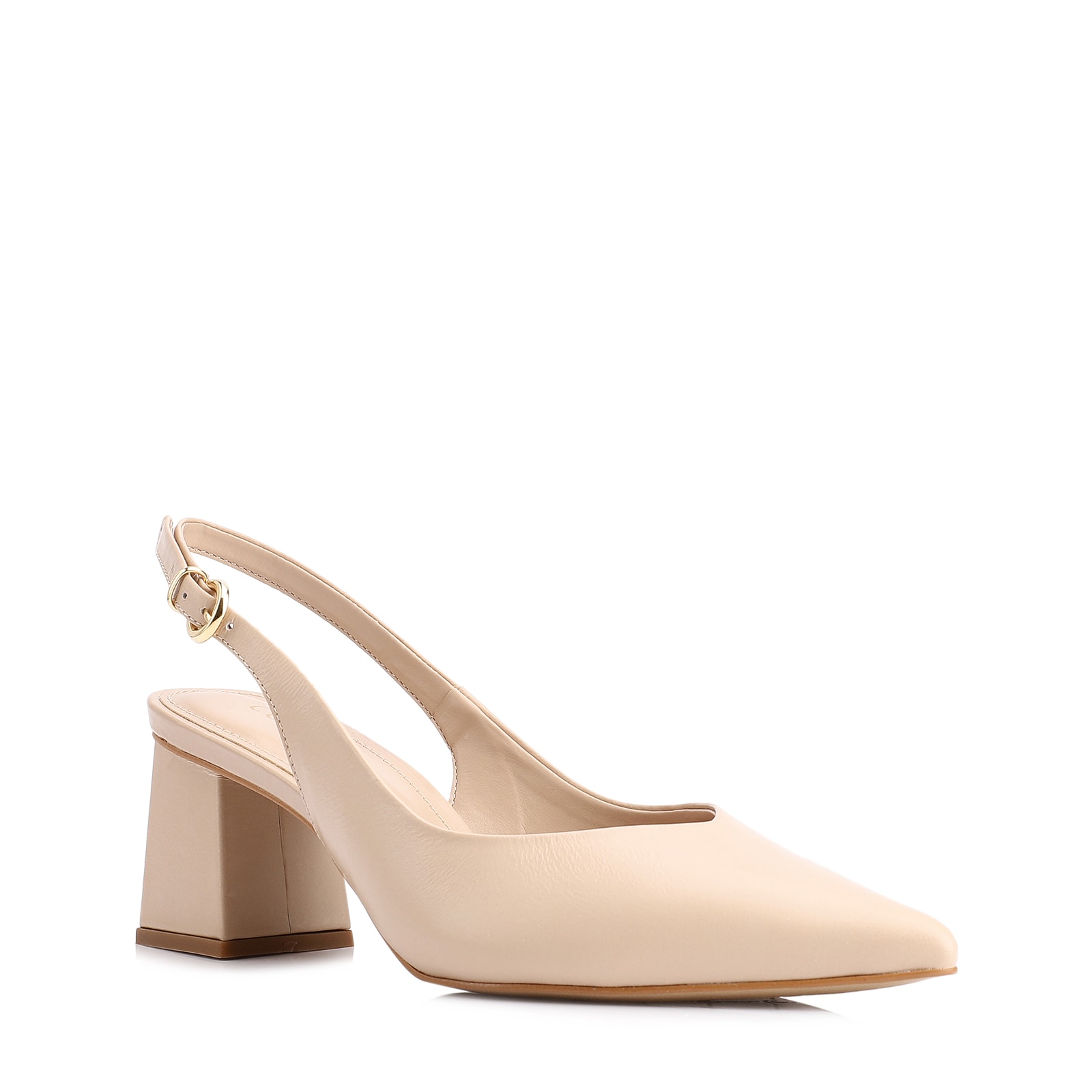Scarpin Slingback Couro Bege